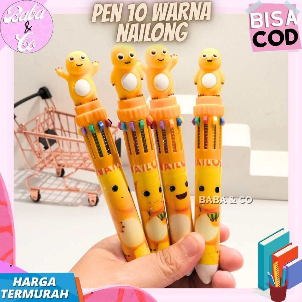 NAILONG ปากกา 10 สีน่ารักปากกา 10 สี COLORFUL GEL INK NAILONG DINO ปากกา NAILONG 10 สี UNIQUE น่ารัก