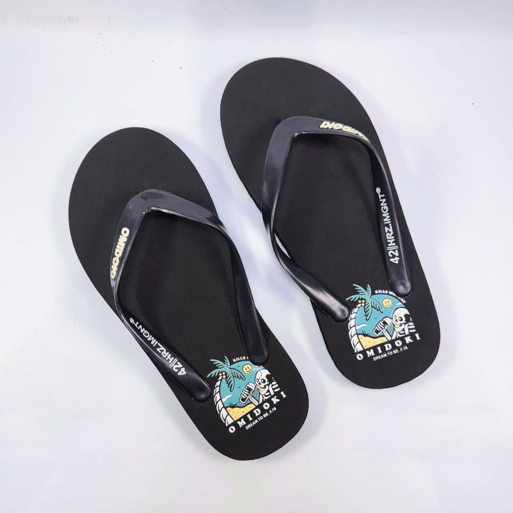 PINOKI Distro Flip Flops สําหรับผู้ชายและผู้หญิง Omidoki Unisex Mens Flip Flops ยาง Orcid