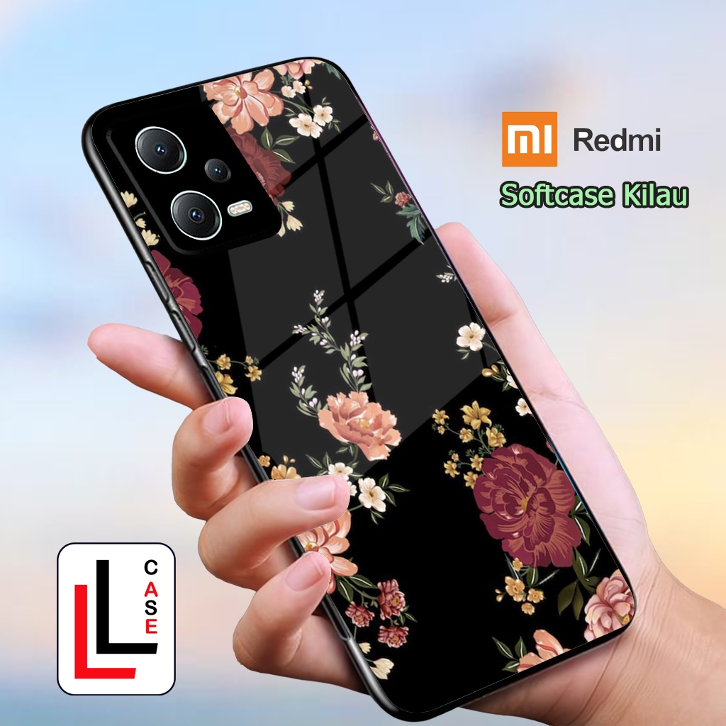 MAWAR MERAH {LL1375} Softcase Case Glitter Xioami Redmi Note 12 4G,Redmi Note 13,Redmi Note 14 ฟิล์ม