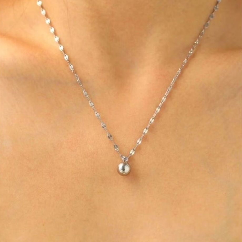 สร้อยคอไทเทเนียมธรรมดาของผู้หญิง Liontion Boba Ball ป้องกันสนิม