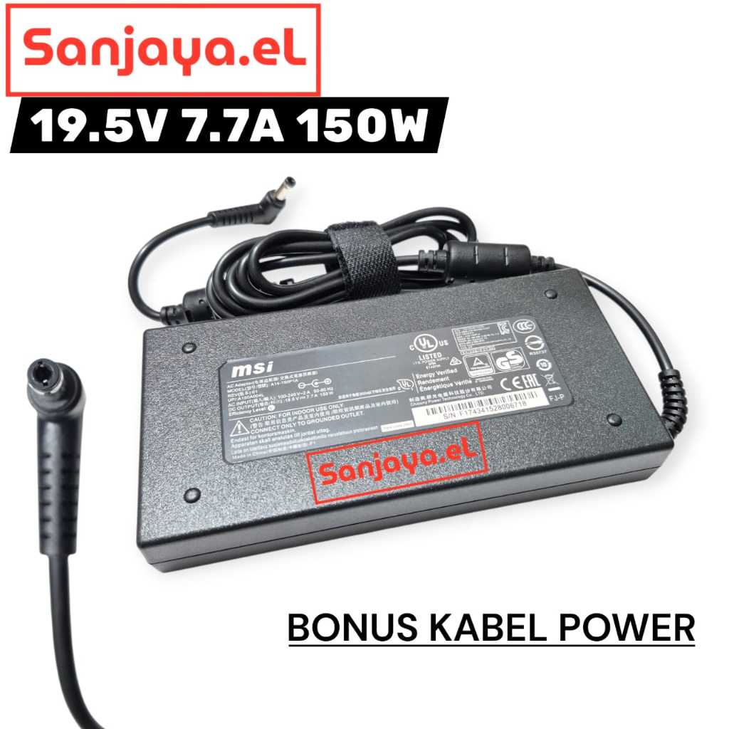 Charger 19.5V 7.7A 150W แล็ปท็อปอะแดปเตอร์ MSI GS60 GS70 GE62 GS40 GS63 GL62 MS-16H7 MS16H