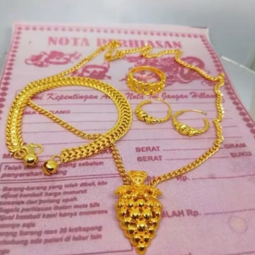 24K Gold Plated Centipede Grape Pendant Titanium Set All Day Stly