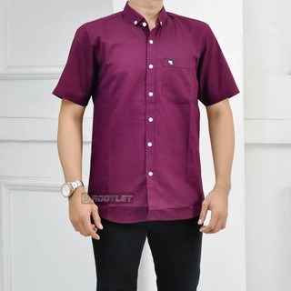 Kemeja Polos Pria Lengan Pendek BURGUNDY