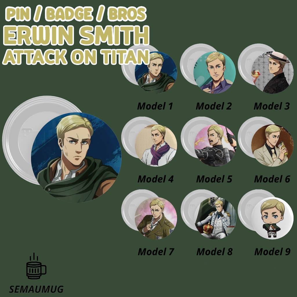 ERWIN SMITH ATTACK ON TITAN PIN ของขวัญน่ารักอะนิเมะกลม BADGE BroCH CUSTOM PRINT SENMAUMUG