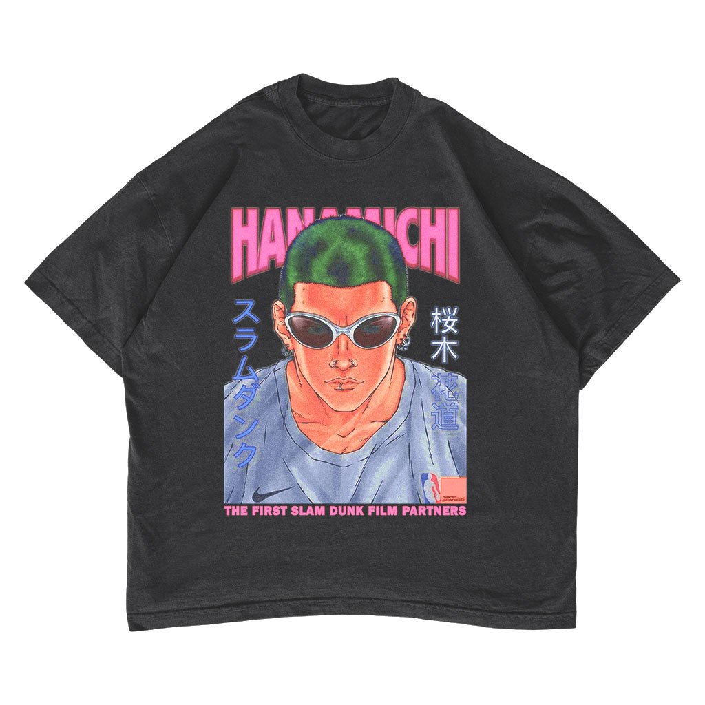 Slam Dunk Hanamichi Sakuragi เสื้อยืดขนาดใหญ่ Vintage Anime 09