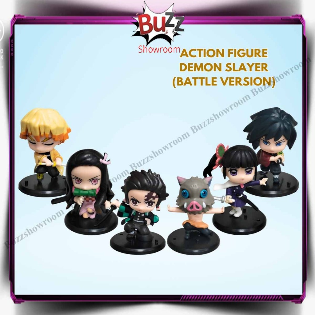 Demon Slayer Mini Tanjiro Giyu Kanao Nezuko Zenitsu Inosuke Tengen Kyojuro Action Figure ของเล่น