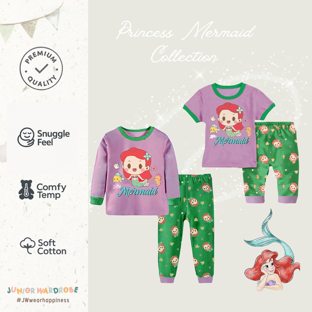 [JW SLEEPWEAR] 6m-13T Premium Cotton Princess Mermaid | ชุดนอน ชุดนอนเด็กผู้หญิง