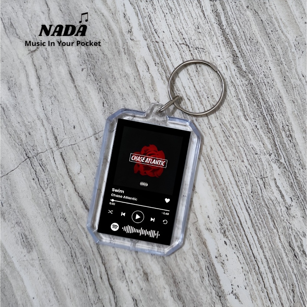 พวงกุญแจ GANTUNGAN Spotify Swim Chase Atlantic | พวงกุญแจเพลงบาร์โค้ดสแกนพรีเมี่ยม