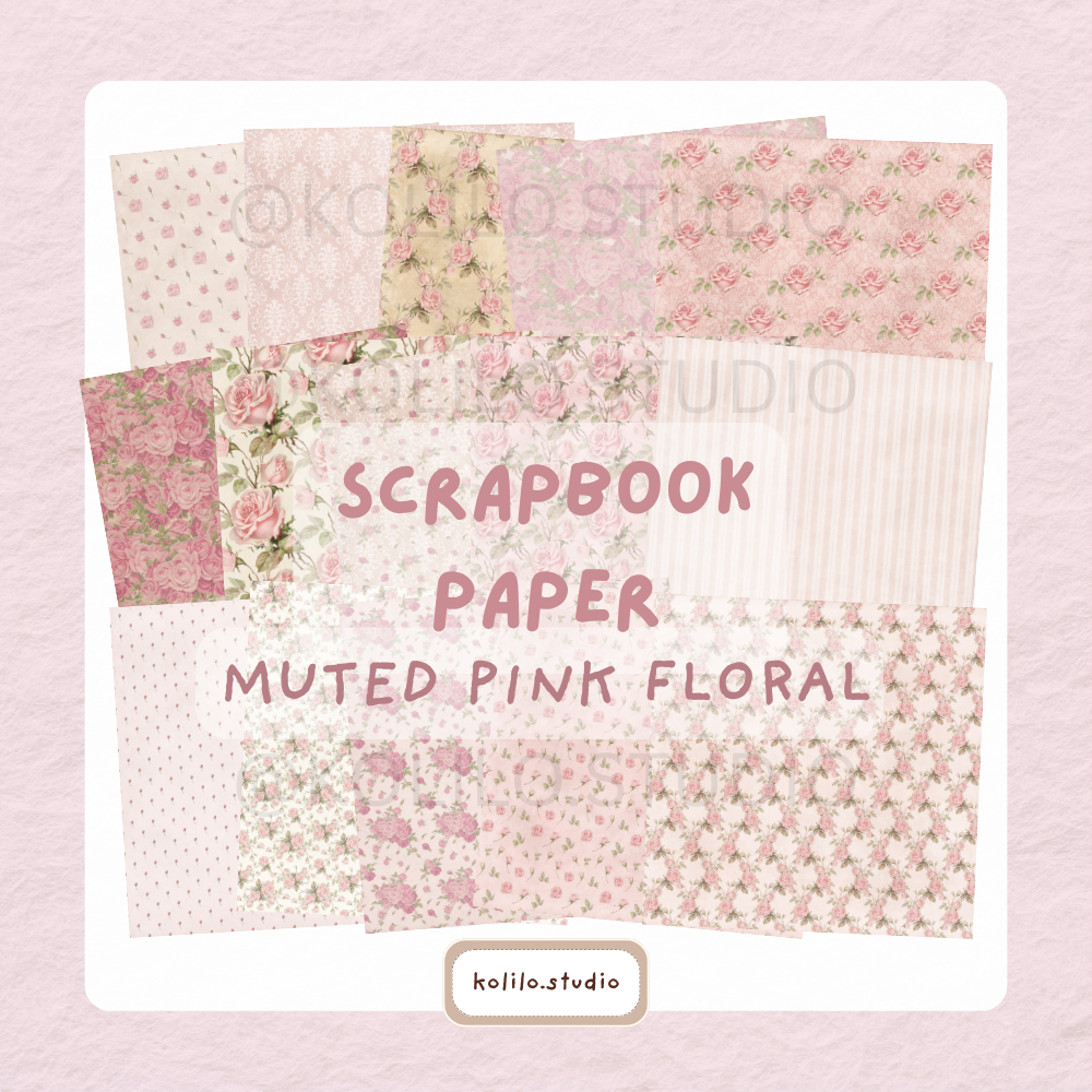 SCRAPBOOK ชุดกระดาษ JUNK JOURNAL VINTAGE FLORAL AESTHETIC FLOWER MOTIF กระดาษ