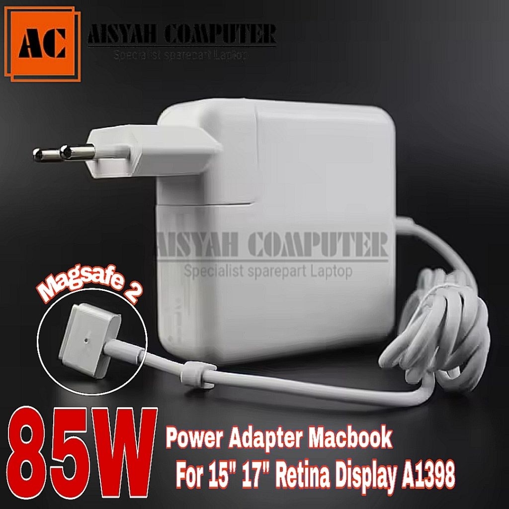 85W 20V 4.25A Power Adapter Magsafe 2 สําหรับ A1424 A1398 15" 17 "จอแสดงผล Retina (รับประกัน) ใหม่