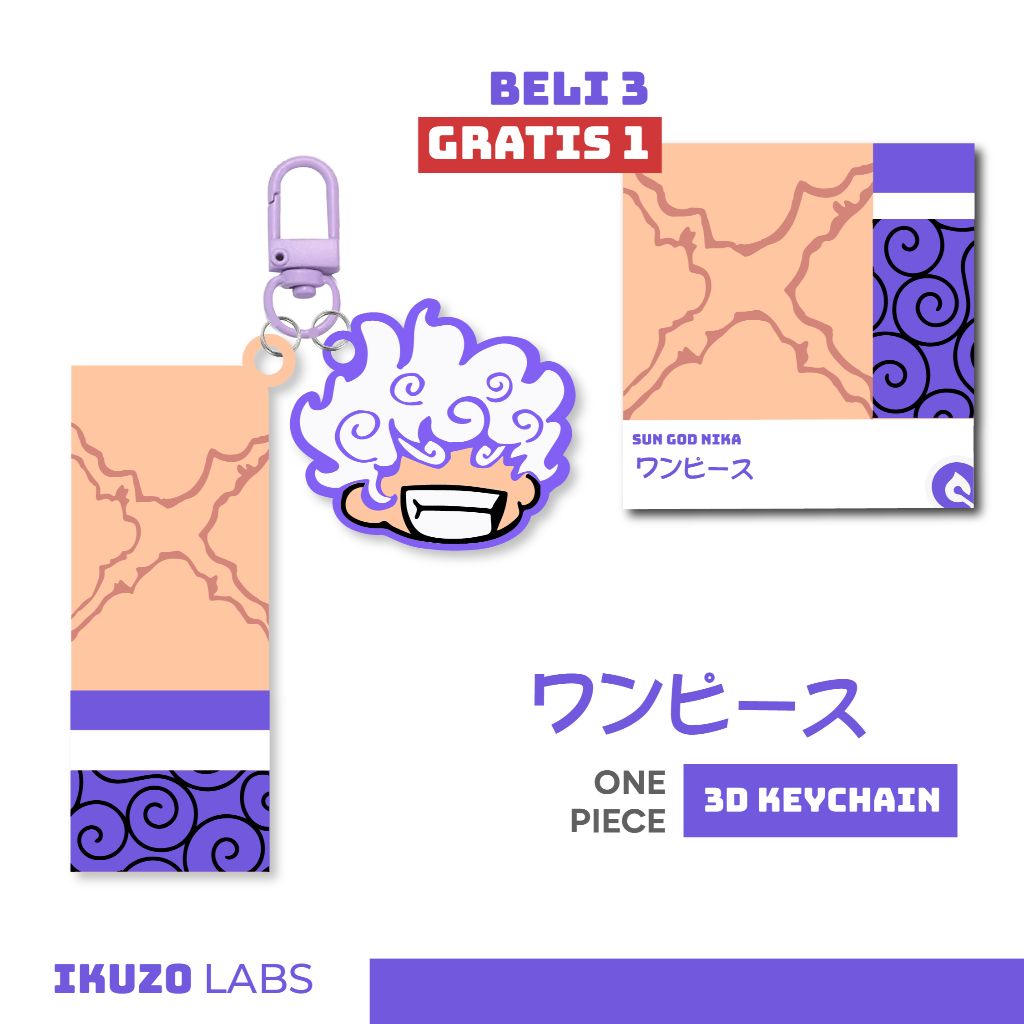 GANTUNGAN ONE PIECE X IKUZOLABS 3D PRINT ZORO GEAR 5 NIKA NAKAMA MONKEY D LUFFY KEYCHAIN
