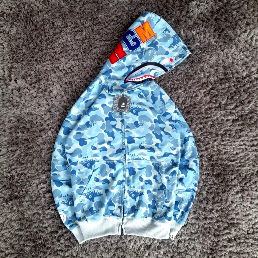 BAPE BLUE FIRE ZIPPER HOODIE