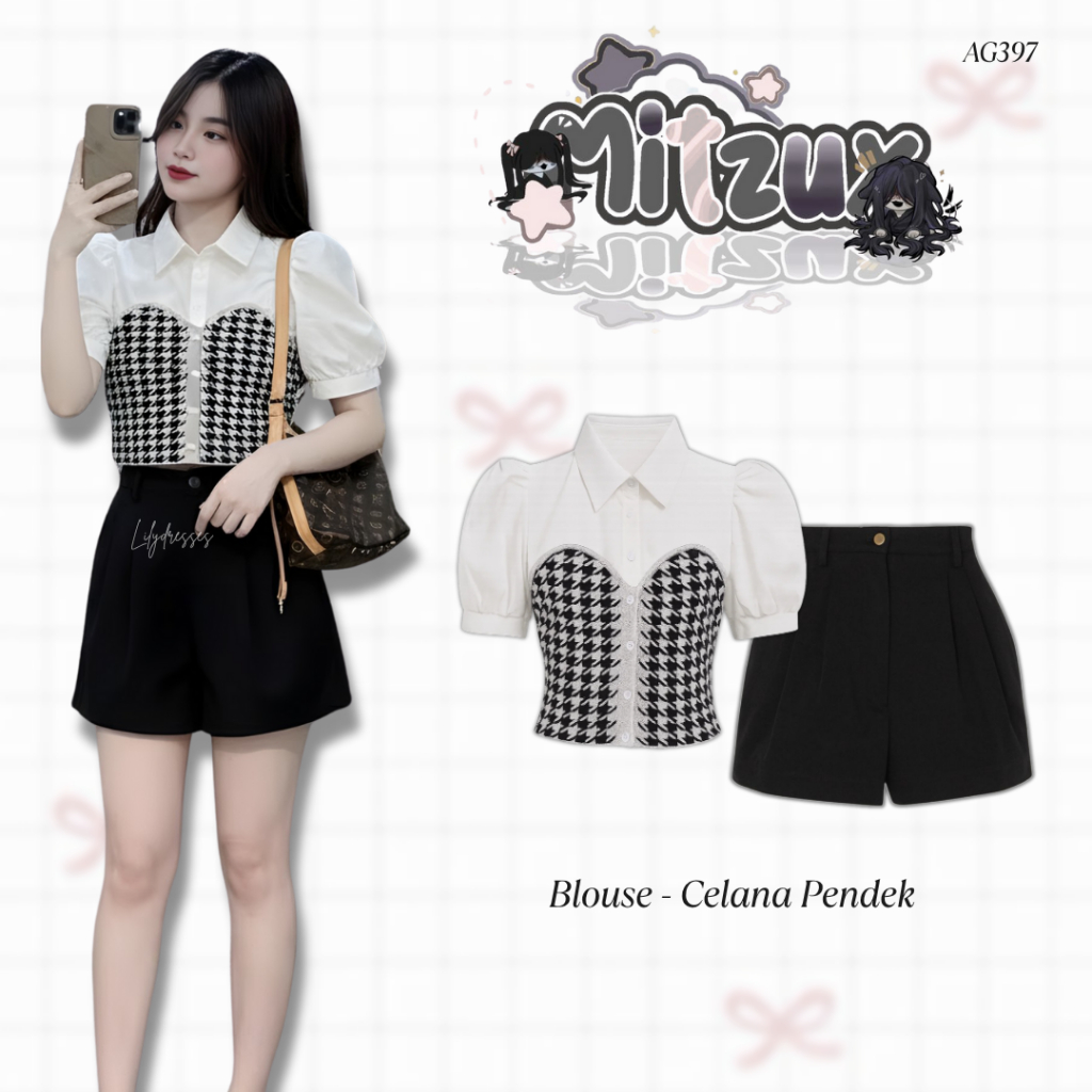 Lilydresses - 2in1 Set Outfit สไตล์กรุงเทพสําหรับผู้หญิงวัยรุ่น l เสื้อ - กางเกงขาสั้น l One Set สไต