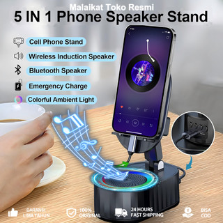 Dudukan Ponsel dengan Speaker Bluetooth 3000mAh Power Bank Desktop Rumah Malas Berdiri Multifungsi 5-in-1 Bluetooth Ponsel Berdiri Power Bank Hiburan Audio-visual Speaker Terintegrasi