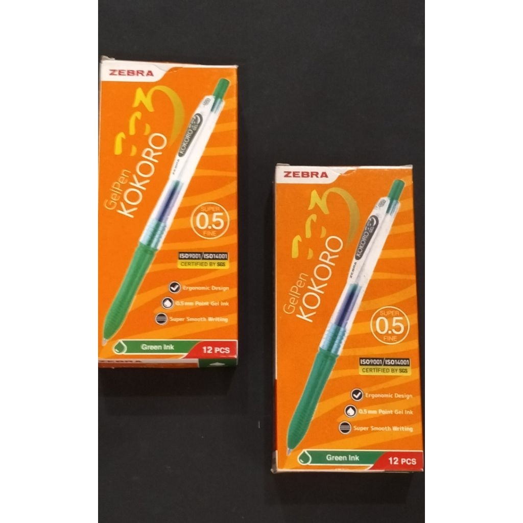 HIJAU ZEBRA ยี่ห้อ KOKORO 0.5 ปากกาเจลสีเขียว