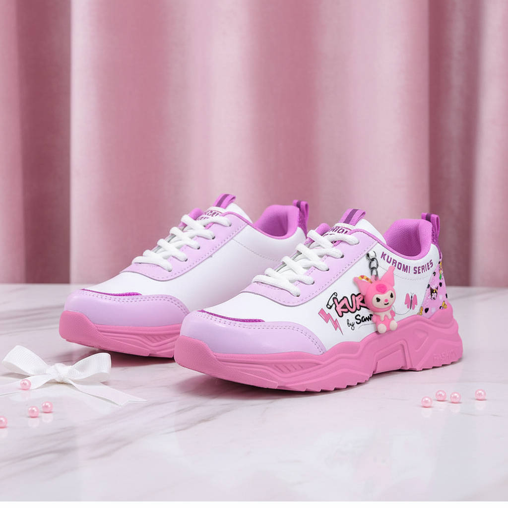 รองเท้าเด็กผู้หญิงก่อนวัยเรียน อนุบาล ประถม คุณภาพนําเข้า ตัวละคร viral KUROMI ล่าสุด motif - รูปที่ 5
