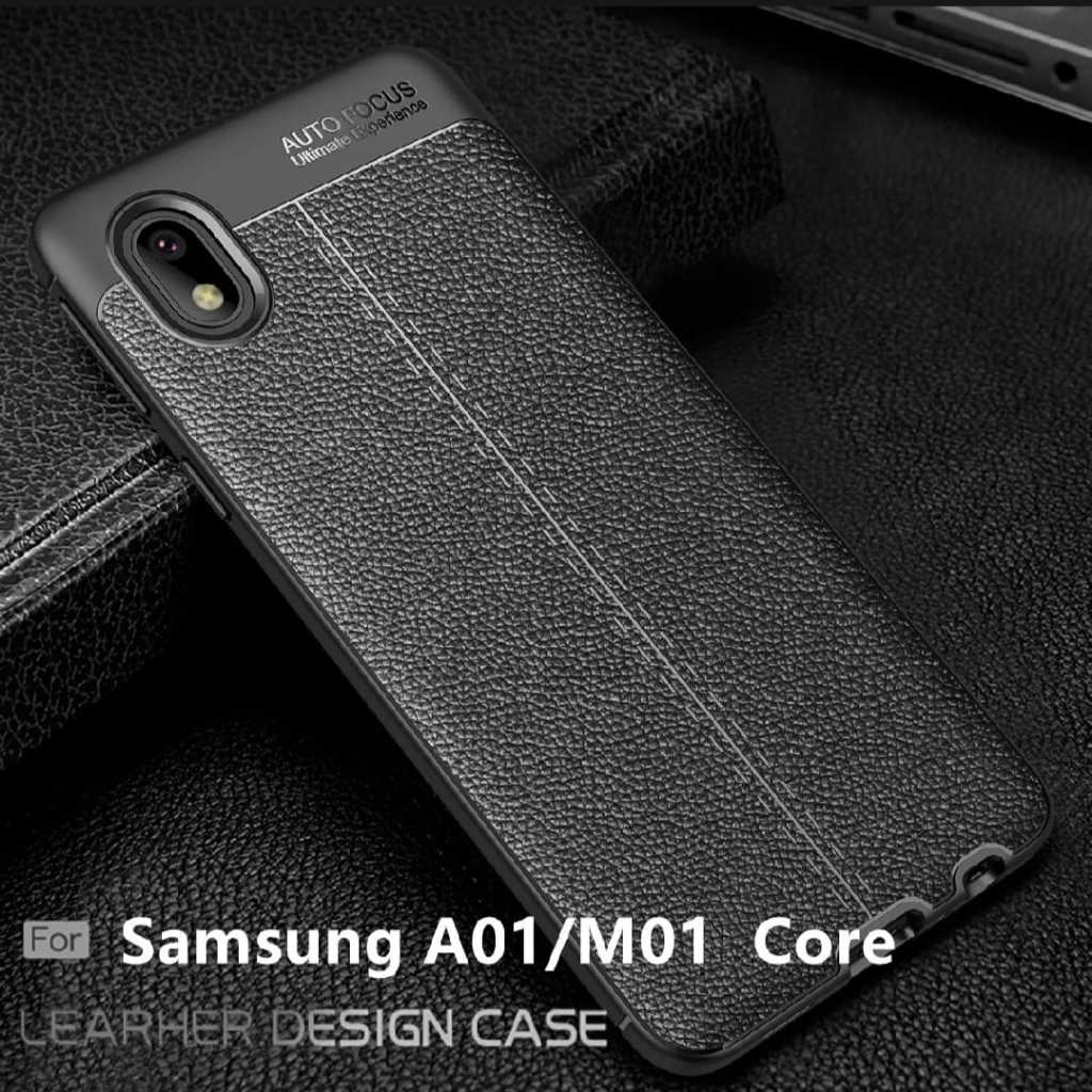 Samsung A01 Core / M01 Core Autofocus เคสหนังสีส้ม Softcase Full Black