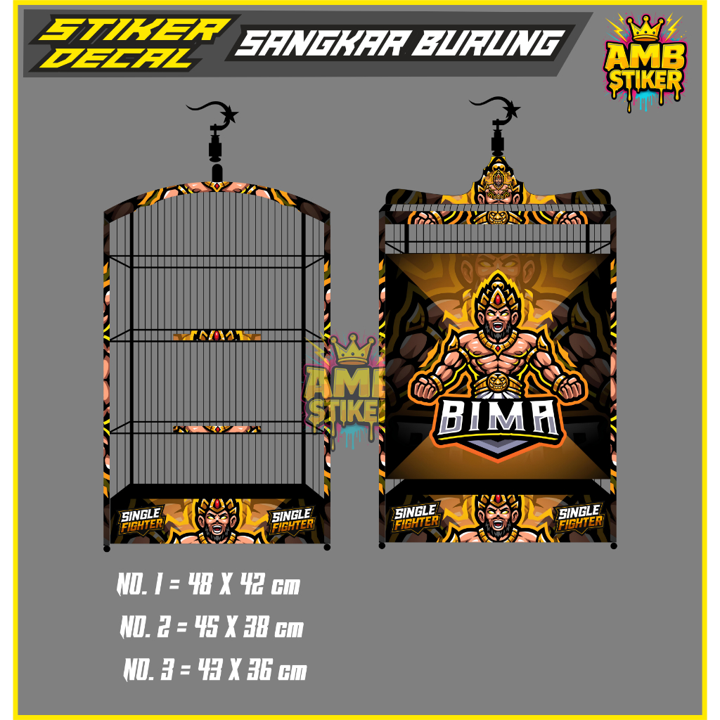 AMB - BIRD CAGE DECAL STICKER BIMA PICTURE CAGE/BIRD CAGE SINGLE FIGHTER BOX
