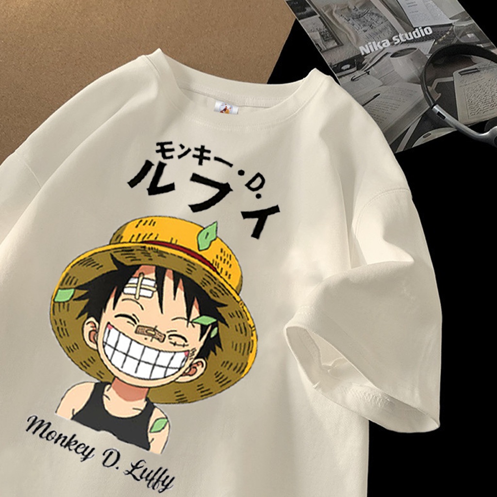 Quiss เสื้อยืดแขนสั้นผู้หญิงเสื้อยืดขนาดใหญ่ | การ์ตูนลิง Motif D. LUFFY LUFFY LUFFY LUFFY | เสื้อผ้