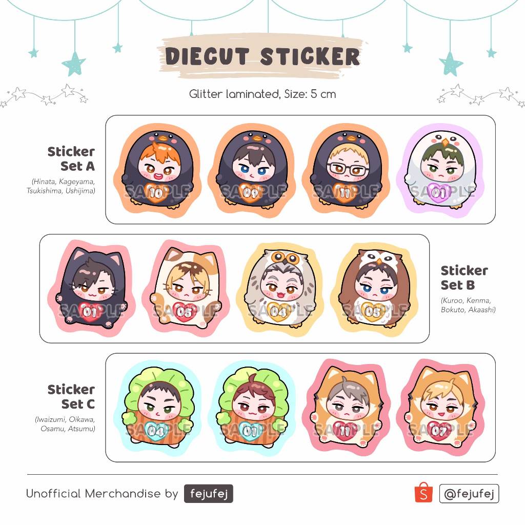 [fejufej] Haikyuu Kigurumi Glitter Sticker Diecut