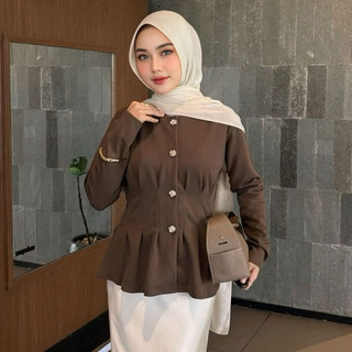Vana Blouse Atasan Peplum Fit Body Knit Blouse Lengan Panjang Wanita