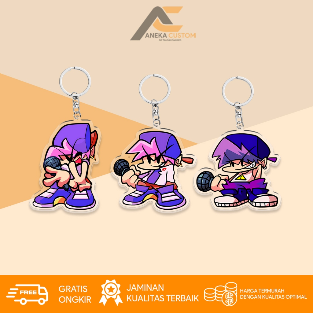 GANTUNGAN พวงกุญแจอะคริลิคแฟนตัวอักษร FNF Friday Night Funkin AKULA / พวงกุญแจ FNF Friday Night Funk