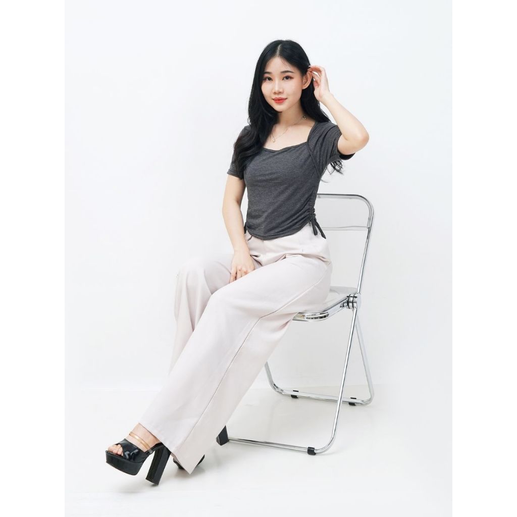 Karina Womens Square Neck Fit Body Rayon Premium T-Shirt Top – Basic Top Casual Minimalist Trend