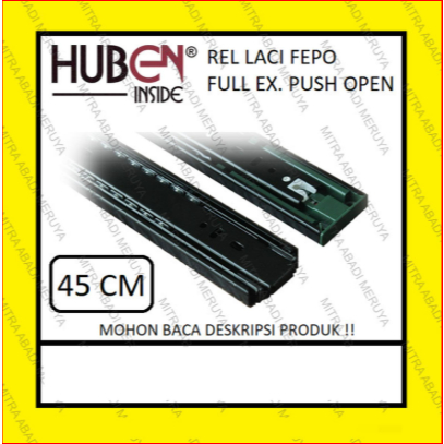 HUBEN FEPO 45 CM Push To Open Full Extension Drawer Rail Tip On PTO
