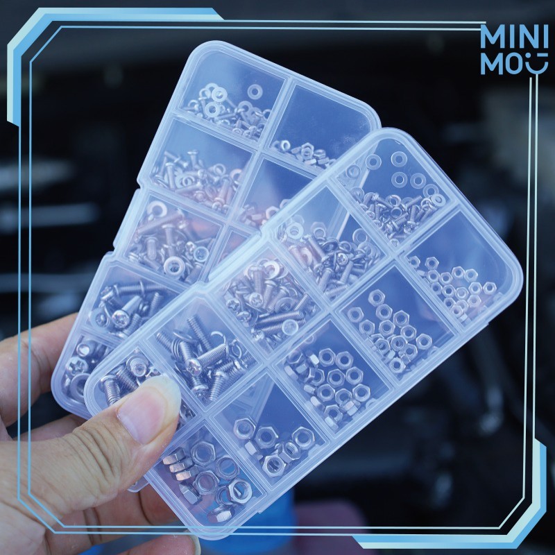 320PCS ชุด Bolt Nut 304 SS Hex M2-M5 สกรูแหวนเครื่องซักผ้า Home Car Repair Anti Rust