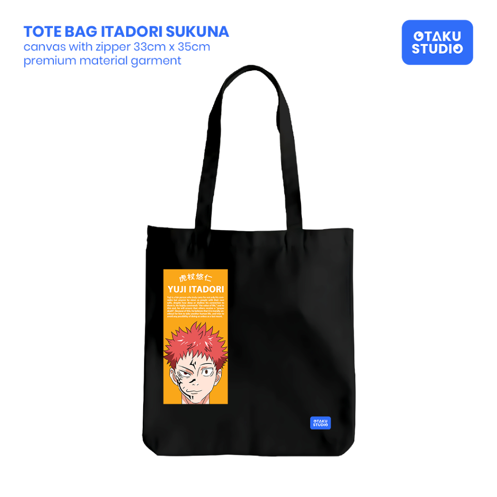 Otaku Studio - Jujutsu Kaisen Itadori Sukuna Anime Canvas Tote bag 33cm x 35cm Zipper