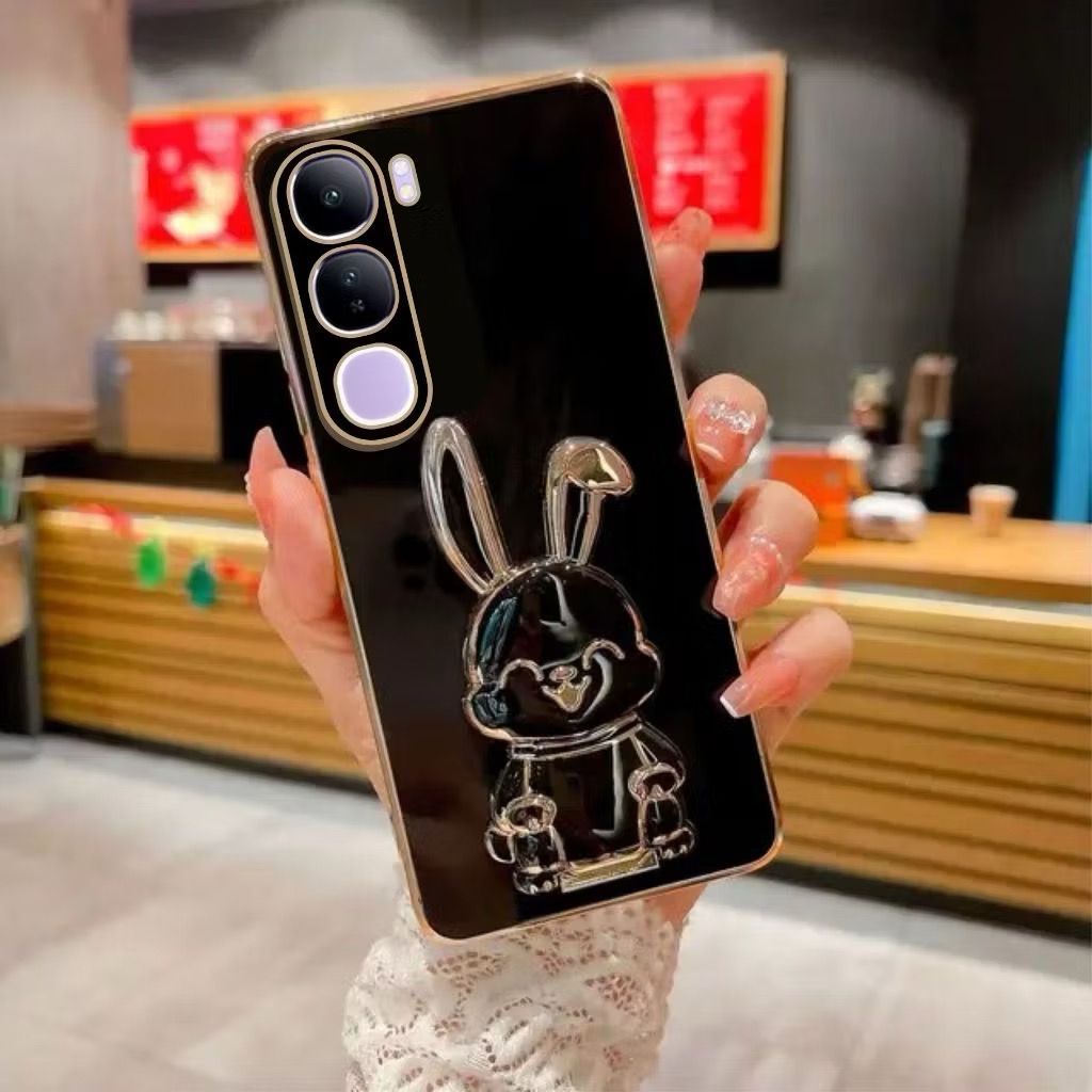 Softcase VIVO Y21d Premium Silicon Case ฟรีที่วางโทรศัพท์กระต่าย