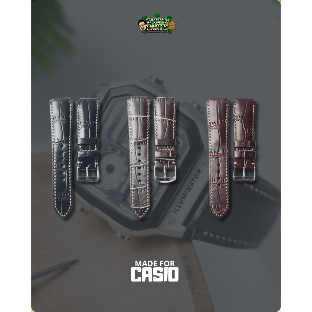 Garden Strap Cowhide Watch Strap "CASIO AE1200" ยืดหยุ่นสบาย Custom Size รับประกัน 6 เดือน