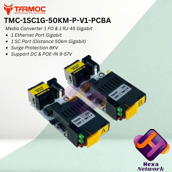Tarmoc TMC-1SC1G-50KM-P-V1-PCBA | ตัวแปลงสื่อ HTB GS03 50km 1 FO 1 LAN / 1FO 1LAN | 1SC 1LAN / 1 SC 