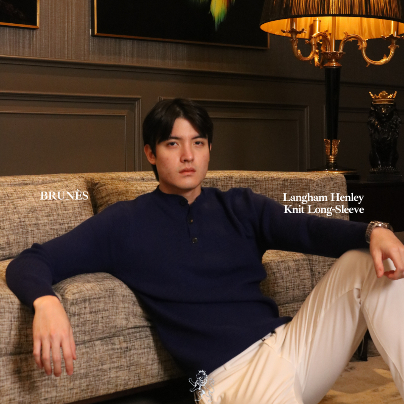 BRUNES - Langham Henley Knit แขนยาว | เสื้อ henley บุรุษwear
