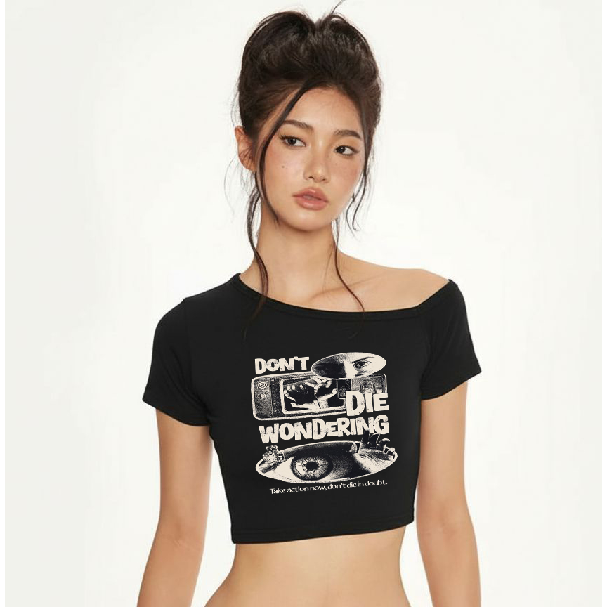 เสื้อเปิดไหล่อสมมาตร Soso Rock Y2K