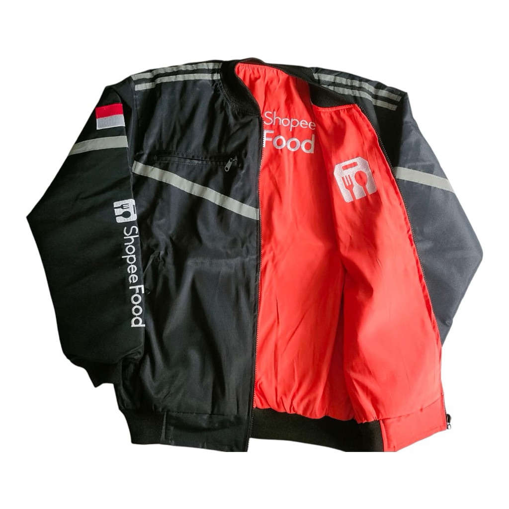 เสื้อแจ็คเก็ต BB SHF สีส้ม/ดํา, เสื้อแจ็คเก็ต SHF BB พร้อมปักโลโก้, เสื้อแจ็คเก็ต Taslan Material Ojol กันน้ํา