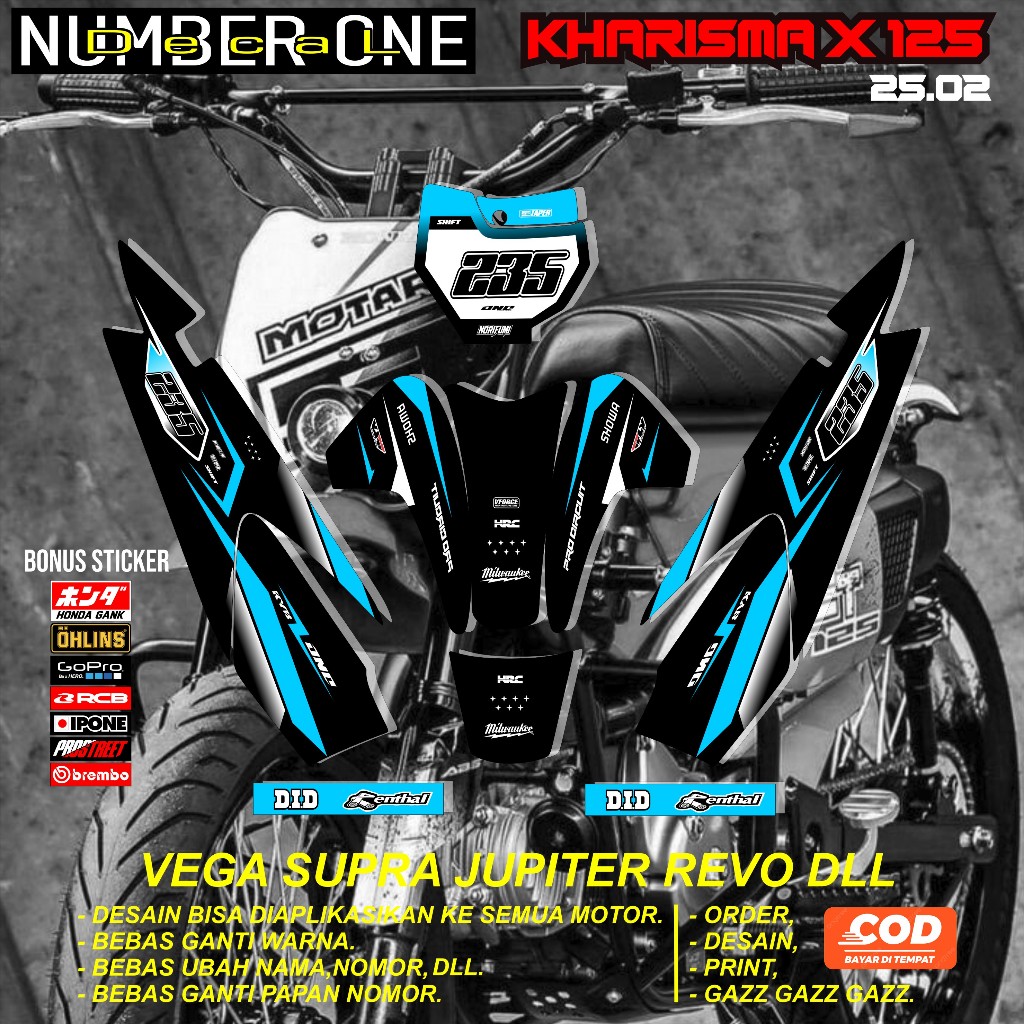 สติ๊กเกอร์ RBT KHARISMA X 125 MOTOR RBT BEBEK MODIF SUPERMOTO YZ CRF KLX KX KTM RBT รหัส 25.02