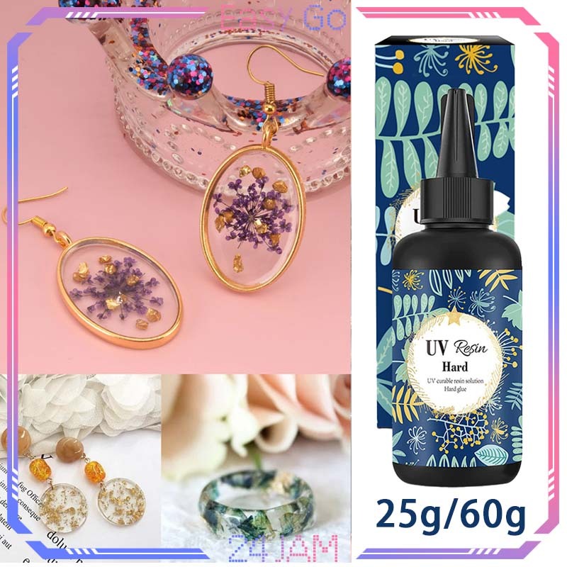 เรซิ่น UV Hard 25/60g อีพ็อกซี่เรซิ่น DIY UV เรซิ่น Hard เรซิ่น UV CLEAR อัลตราไวโอเลตเรซิ่นสําหรับ 