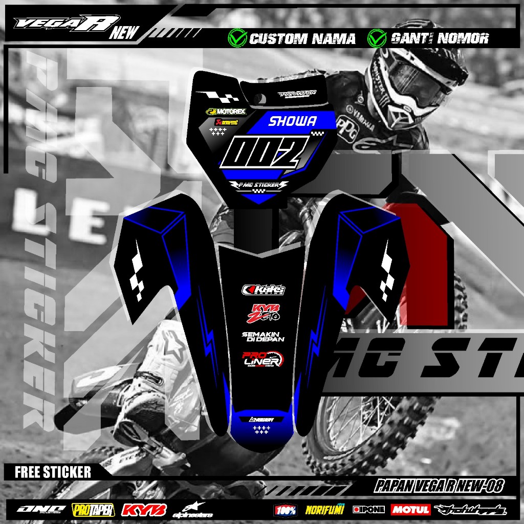 สติ๊กเกอร์ DECAL NUMBER BOARD START + FRONT FLAMMER VEGA R NEW CRF KLX 150 KLX BF KLX GORDON DTRACKE