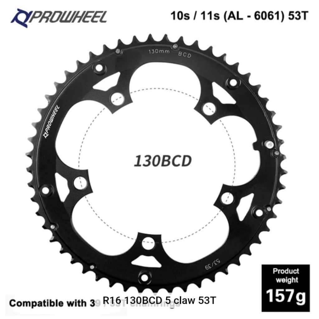Prowheel Chainring Double 130 BCD 53T แหวนโซ่กว้างไม่แคบ 130 โลหะผสม