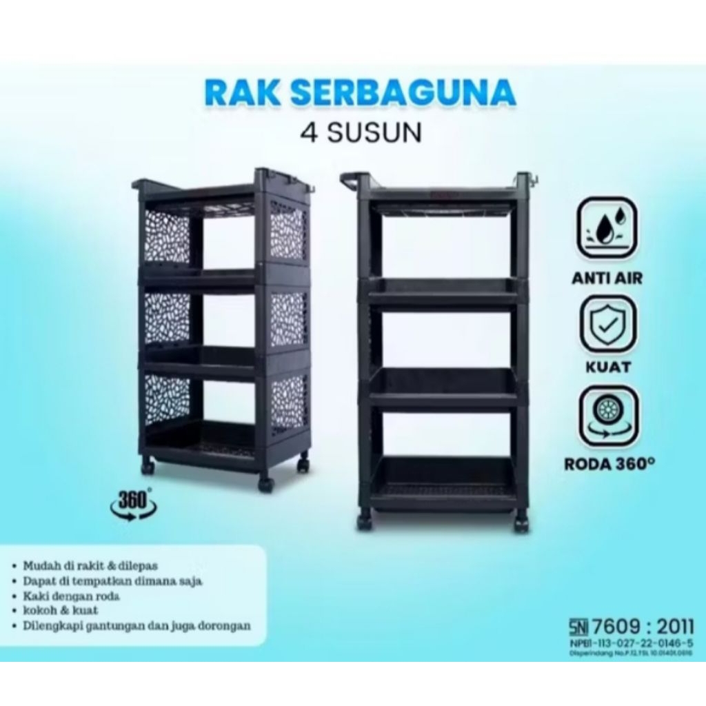 [RABIT.SHOP] แร็ค YOYO 4 ชั้นพร้อมล้อ / AESTHETIC STACKING RACK / AESTHETIC 4-TIER KITCHEN RACK