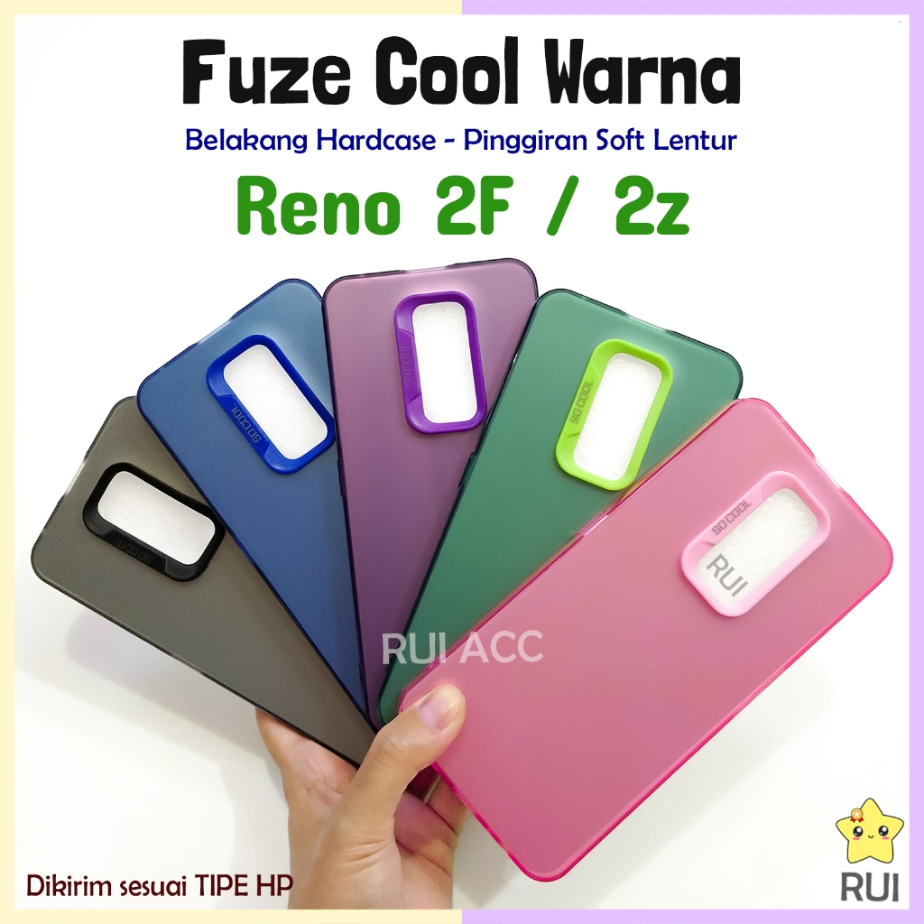 UNGU HIJAU Fuze Cool Case COLOR Oppo Reno 2F 2Z Hybrid Plate Hardcase TPU IMD Plong สีเขียวสีฟ้าสีม่