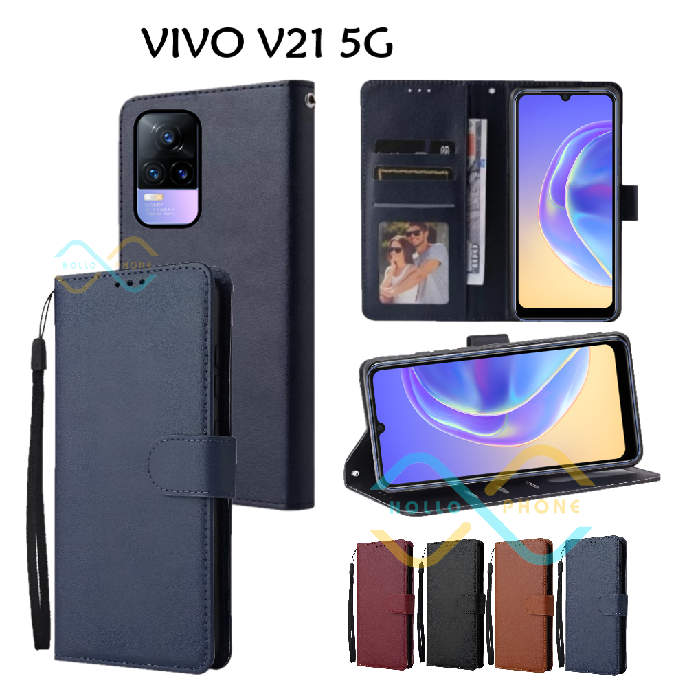 Flip Case Vivo V21 5G Wallet Leather Case Premium Casing Hp Vivo V21 5G