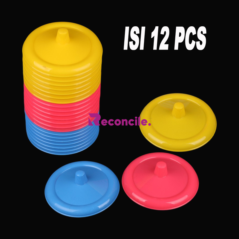 OTH21 - 12 ชิ้น KH Mahkota ฝาถ้วยพลาสติก