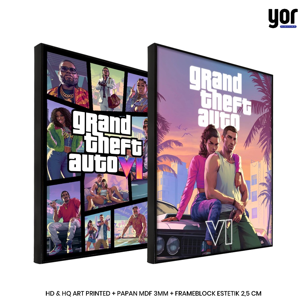 โปสเตอร์ Grand Theft Auto 6 Frameblock - จอแสดงผลติดผนัง GTA6