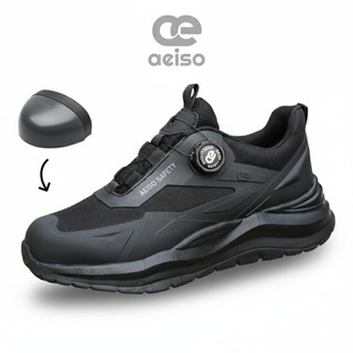 Aeiso - Sepatu Sporty Casual Hitam  extra penguat di ujung kerja lapangan ringan Non K3 38-46