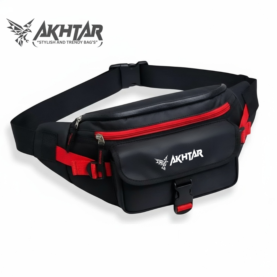 Akhtar กระเป๋าสะพายข้าง unisex พรีเมี่ยม กระเป๋าคาดเอวแฟชั่นและอินเทรนด์สําหรับทุกวันดูเท่