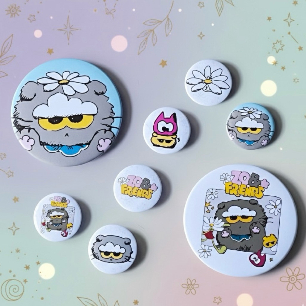 LUVELE Pin Zo & Friends G Dragon Pin ปุ่มเข็มกลัดกระจกกระจก