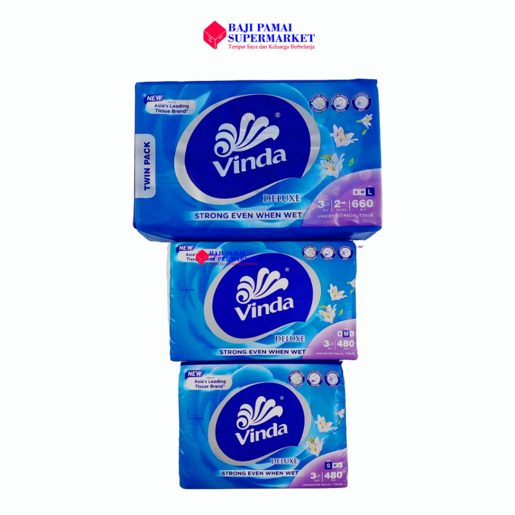 Vinda Deluxe Facial 3 ชั้น / ทิชชู่ / กระดาษเช็ดหน้า
