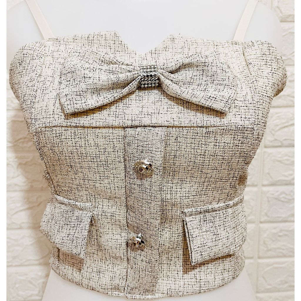KAWAII TWEED CROP TANKTOP TOP